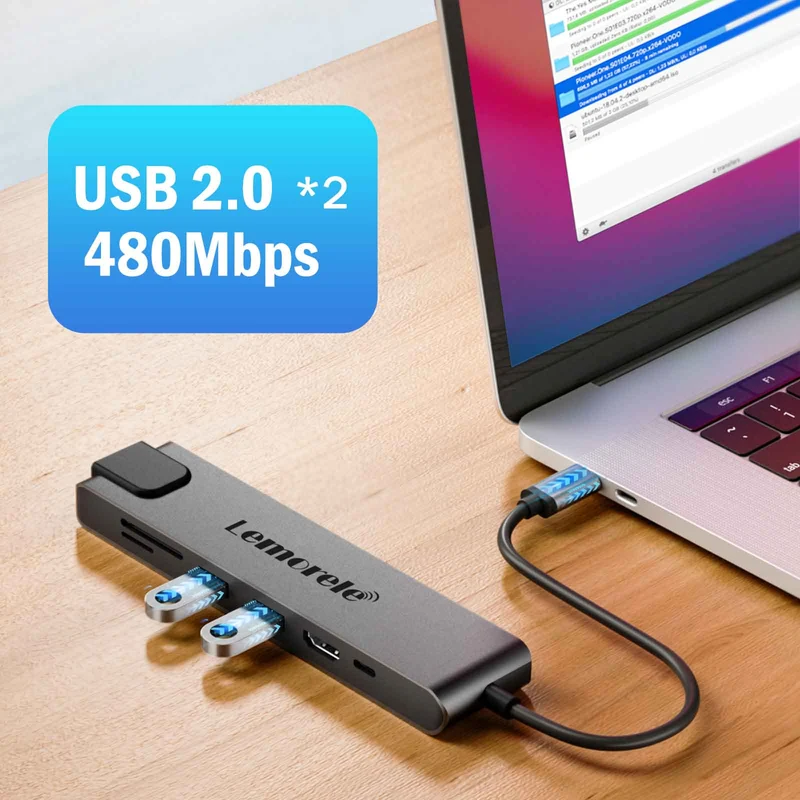 Lemorele TC25L USB-C 7-in-1 Hub – 4K HDMI, PD Charging, Gigabit Ethernet