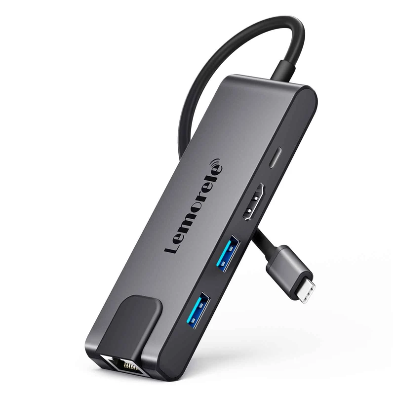 Lemorele TC24L USB-C 5-in-1 Hub – 100W PD, 4K HDMI, Gigabit Ethernet
