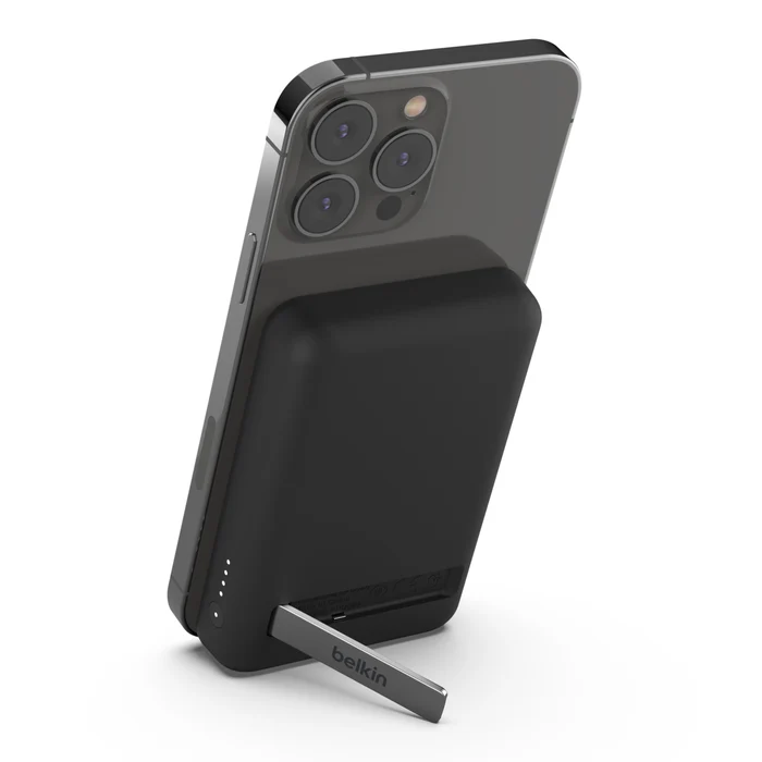 Batteria esterna Powerbank wireless magnetica 5K + supporto - Nero
