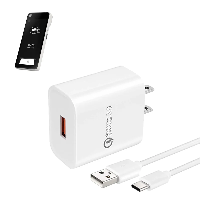Wall Charger Adapter with USB-C Cable for Square POS Payment Device
