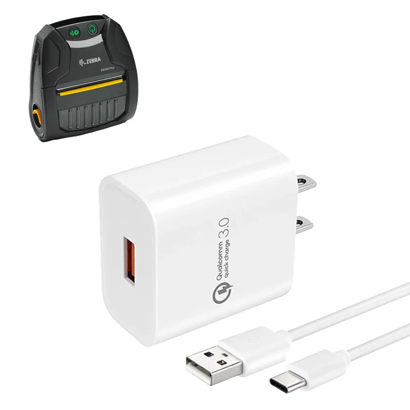 Zebra Mobile Printer Charging Cable and Wall Adapter