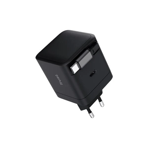 TRUST ALIMENTATORE/CARICABATTERIA 65W 1 PORTE USB-C + CAVO RETRATTILE USB-C - PLASTICA RICICLATA 50 [25805]