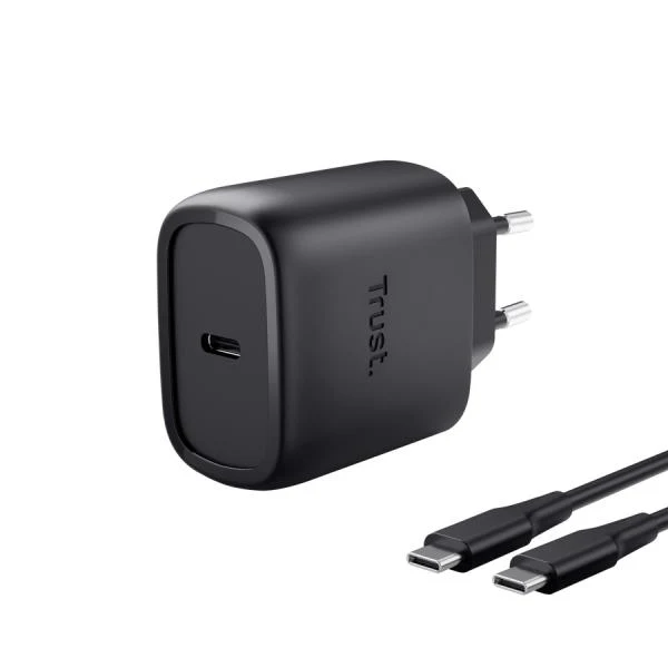 TRUST ALIMENTATORE/CARICABATTERIA 45W USB-C GAN - CAVO RICARICA 2M INCLUSO - PLASTICA RICICLATA 50 [25722]