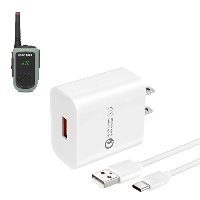 Wall Charger and USB-C Cable for Rocky Talkie Radio