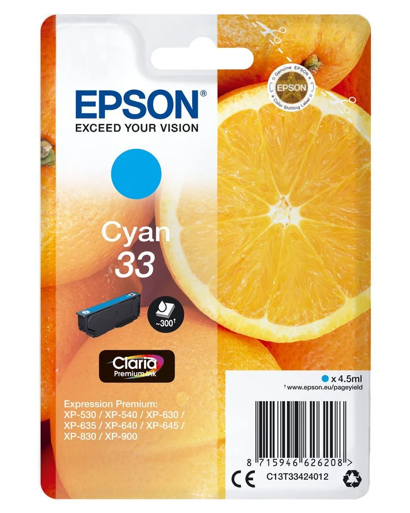 Epson Oranges Inchiostro ciano singolo Claria Premium Arance 33 [C13T33424012]