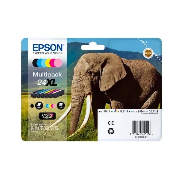 Epson Elephant Multipack 6 colori Claria Photo HD Elefante 24XL [C13T24384011]