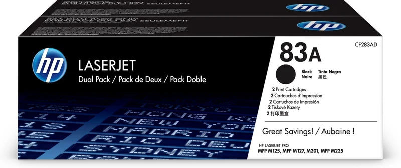 HP Confezione doppia di cartucce toner originali nero 83A LaserJet [CF283AD]