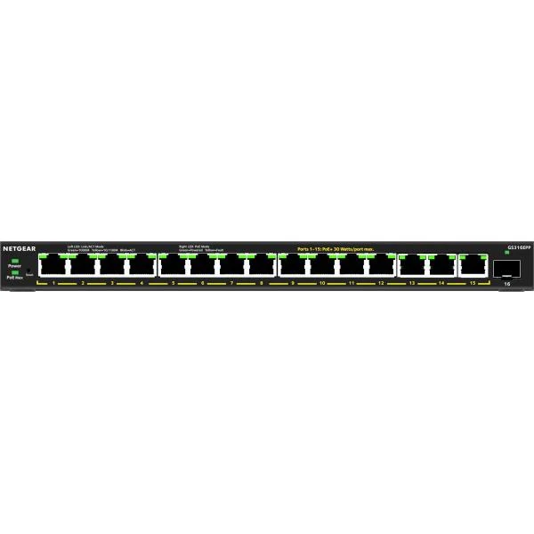 NETGEAR GS316EPP Gestito Gigabit Ethernet (10/100/1000) Supporto Power over Ethernet (PoE) Nero [GS316EPP-100PES]