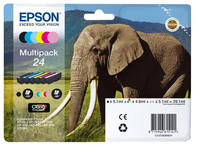 Epson Elephant Multipack 6 colori Claria Photo HD Elefante 24 [C13T24284011]