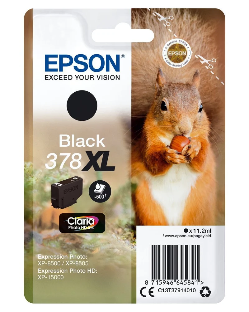 Epson Squirrel Inchiostro nero singolo Claria Photo HD Scoiattolo 378XL [C13T37914010]