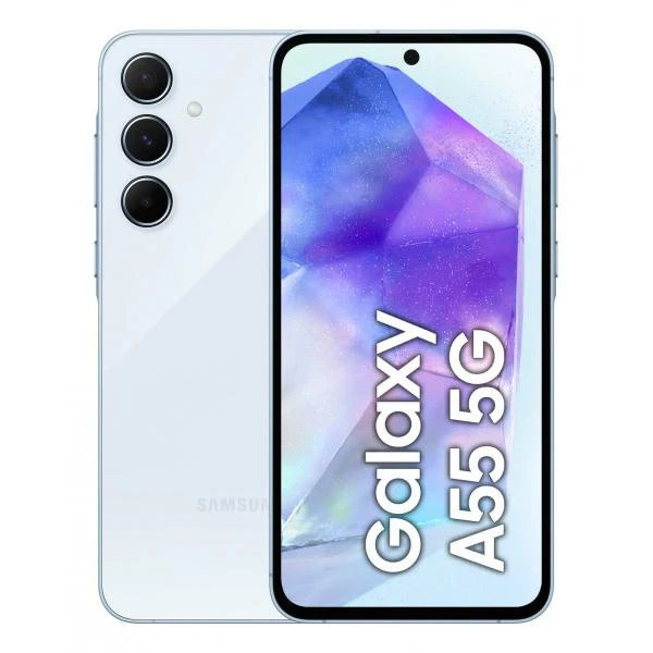 Samsung Galaxy A55 5G Display FHD+ Super AMOLED 6.6, Android 14, 8GB RAM, 128GB, Dual SIM, Batteria 5.000 mAh, Awesome Iceblue [SM-A556BLBAEUE]