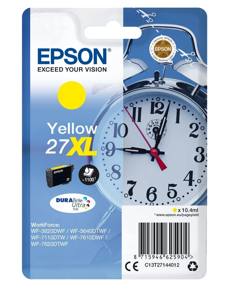Epson Alarm clock Cartuccia Sveglia Giallo Inchiostri DURABrite Ultra 27XL [C13T27144012]