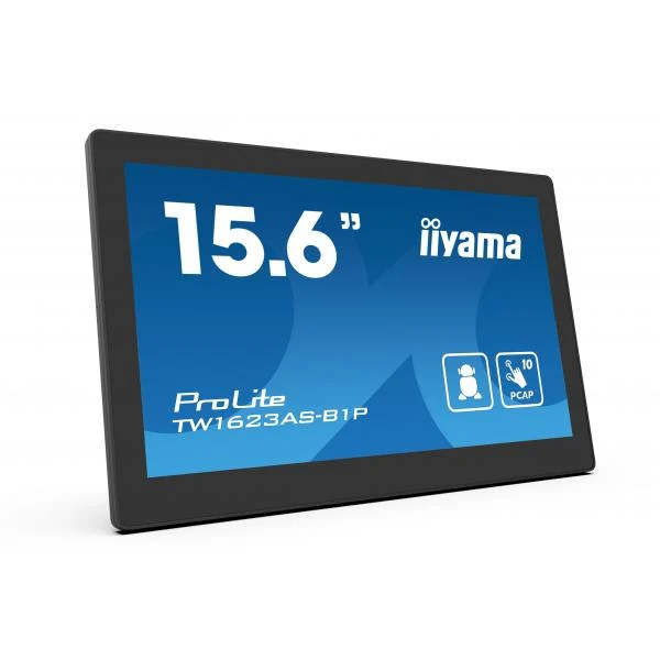 iiyama TW1623AS-B1P visualizzatore di messaggi Pannello piatto interattivo 39,6 cm (15.6") Wi-Fi 450 cd/m Double Full HD Nero Touch screen Processore integrato Android 24/7 [TW1623AS-B1P]