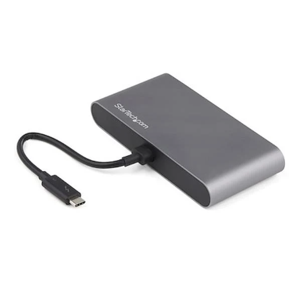 StarTech.com Mini Dock Thunderbolt a Doppio Monitor, DisplayPort 4K 60Hz, Hub senza driver per Windows e Mac, Ethernet Gb, 1x USB-A (USB 5 Gbps), Cavo da 28 cm