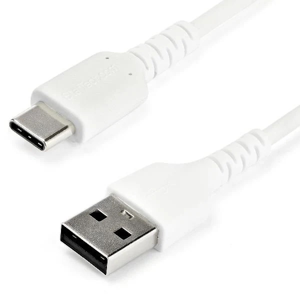 StarTech.com Cavo di Ricarica USB-A a USB-C da 2m - Resistente Cavetto USB-C di Ricarica Veloce e Sync da USB 2.0 a USB Type C 3A - Rivestimento in TPE e Fibra Aramidica M/M Bianco - Samsung S10, Ipad Pro, Pixel
