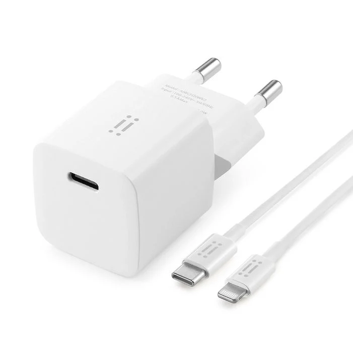 Alimentatore da rete USB-C 20W GaN + cavo Lightning/USB-C MF