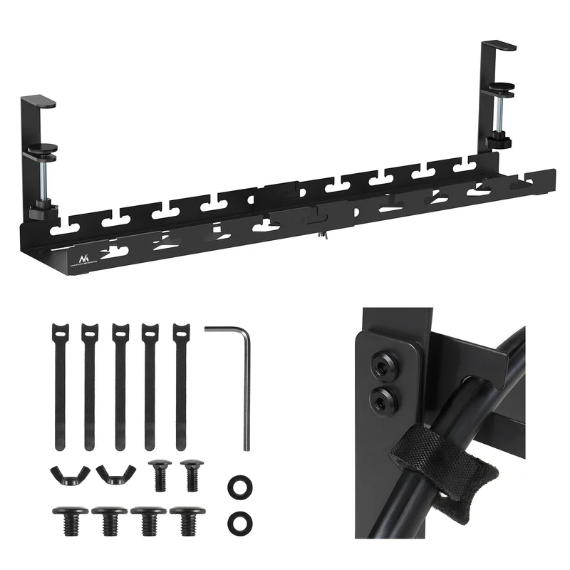 Organizzatore di cavi sotto la scrivania Maclean, carico massimo 5kg, max. 728 mm, nero, MC-103 B
