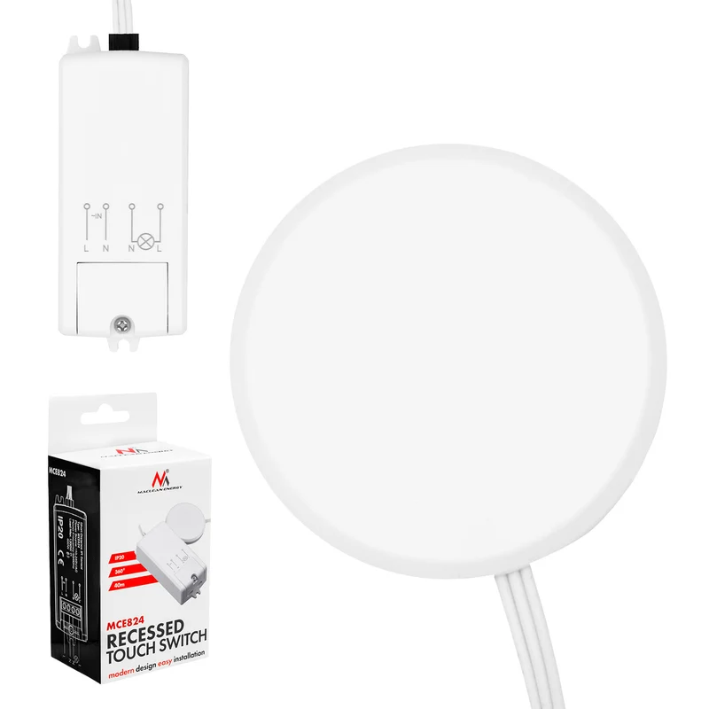 Interruttore touch da incasso Maclean, <40 mm, 110-240 V CA, carico massimo 600 W per LED, MCE824
