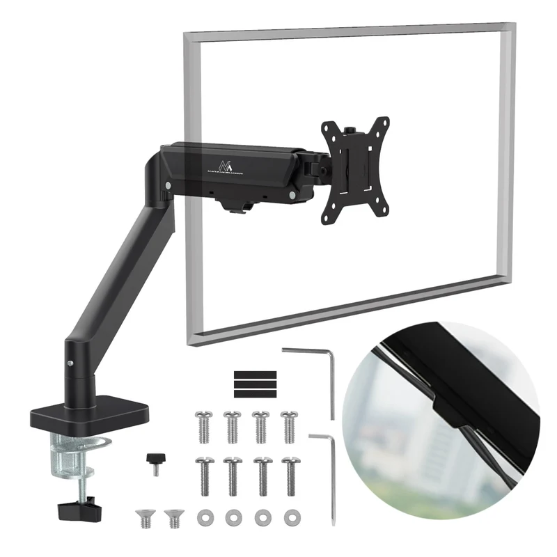 Supporto per monitor Maclean, molla a gas, 17"-32", 2-10kg, nero, MC-133