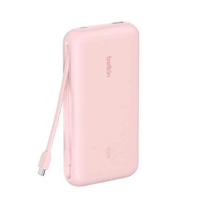 Belkin BoostCharge PowerBank 20K con cavo integrato USB-C rosa