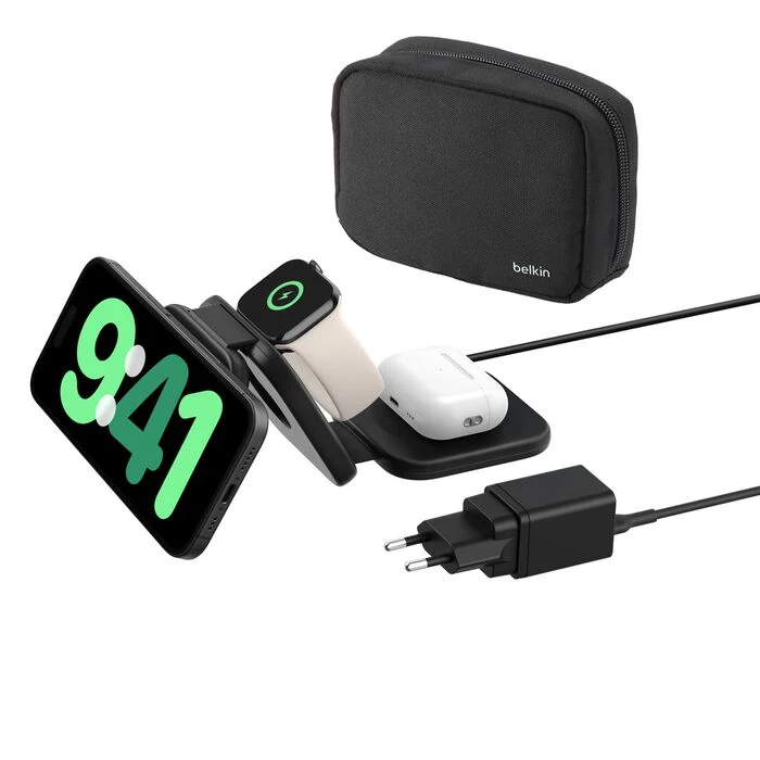 Tappetino di ricarica Belkin Boostcharge Pro 3 in 1 con Qi2 da 15W
