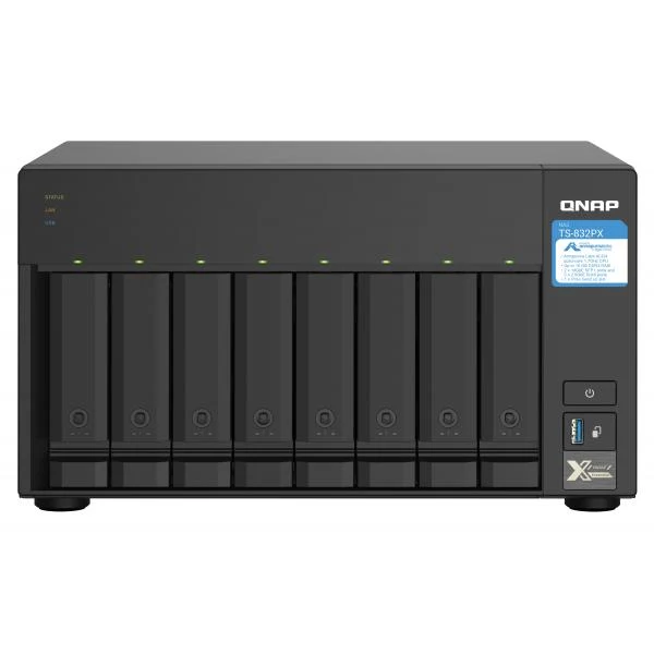 Qnap TS-832PX NAS Tower - Ethernet LAN - AL324 - Aluminium - Black [TS-832PX-4G]