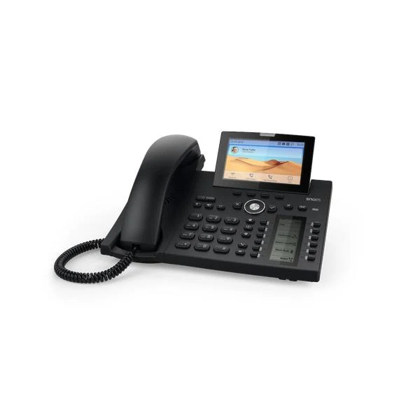 Snom D385 Enterprise IP Phone Black: 12 SIP accounts, 2 PoE Gigabit ports, 6 physical keys, 24 BLF (PSU not included) [00004340]