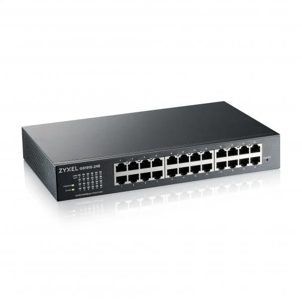 Zyxel GS1915-24E - 24-port GbE Smart Switch - hybrid mode - standalone or NebulaFlex Cloud - rackmount - fanless [GS1915-24E-EU0101F]