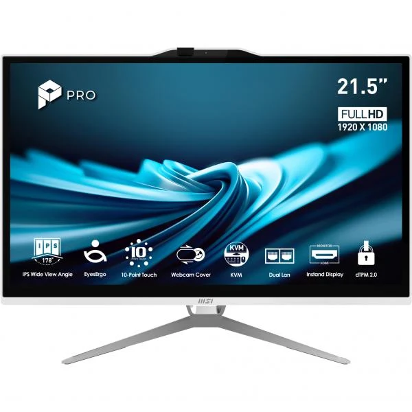 MSI Pro AP222T 14MA-614EU Intel Core i3 i3-14100 54,6 cm (21.5") 1920 x 1080 Pixel Touch screen PC All-in-one 8 GB DDR4-SDRAM 512 GB SSD Windows 11 Home Wi-Fi 5 (802.11ac) Bianco [PROAP222T14MA-614EU]