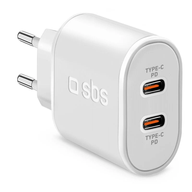 Caricatore da rete 2xUSB-C 20W - Bianco