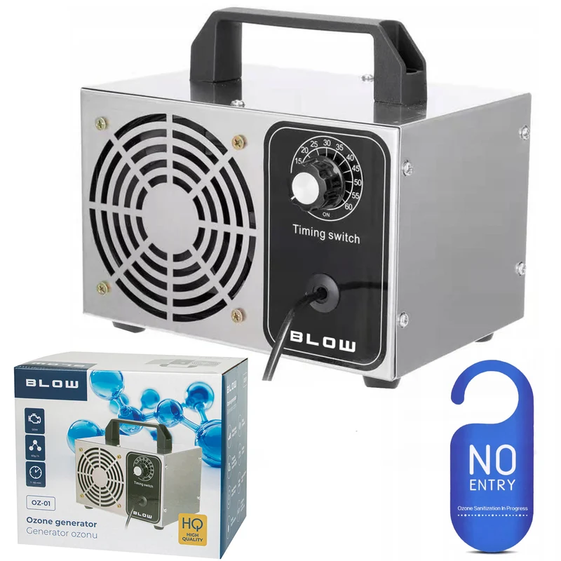 Generatore di ozono Blow, capacità 60000 mg/h, potenza 120W, basso consumo energetico, cavo lungo, tempo di funzionamento regolabile, 4 piastre per l'ozonizzazione, 67-300#
