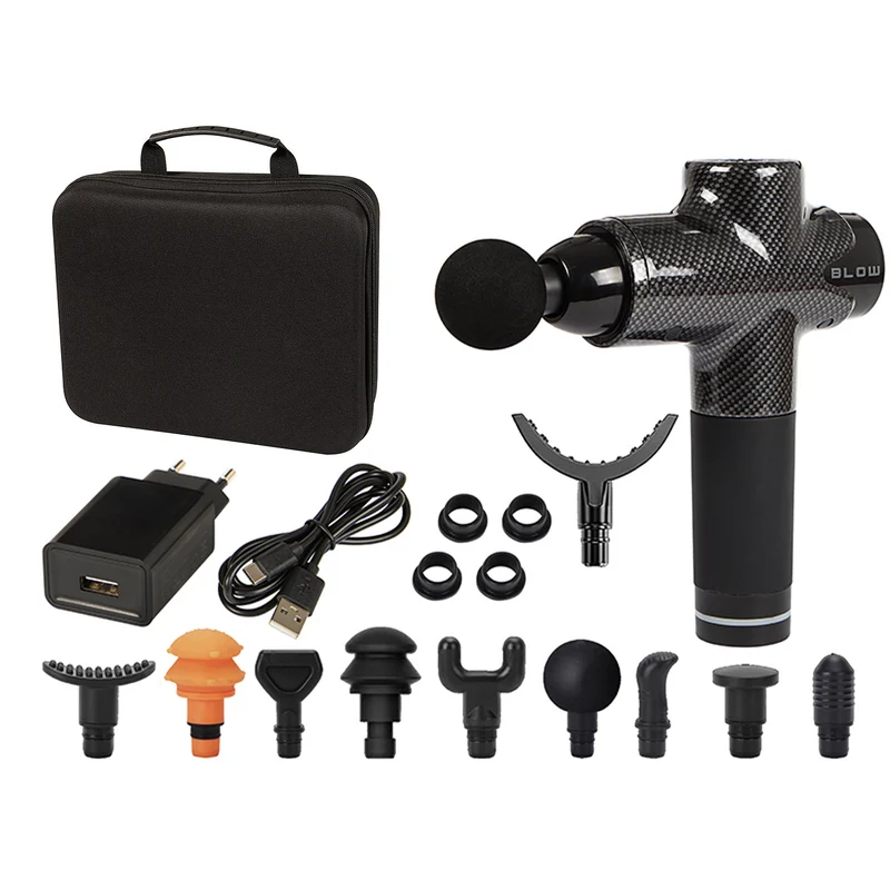 Massaggiatore Blow, 10 testine, caricabatterie e valigetta, potenza 200 W, 30 modalità di velocità, ricarica rapida, 44-341