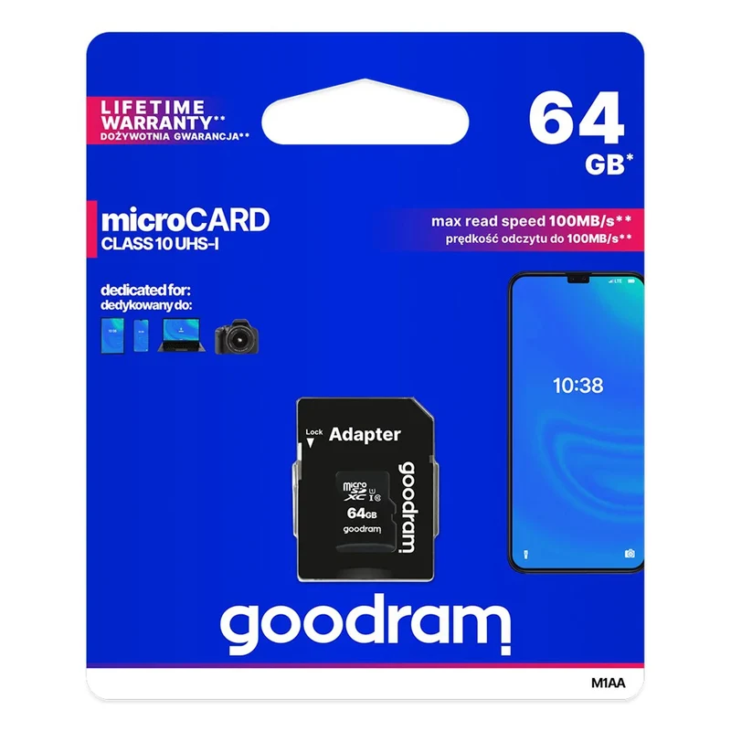 Scheda di memoria microSD da 64 GB con adattatore Goodram classpath 10