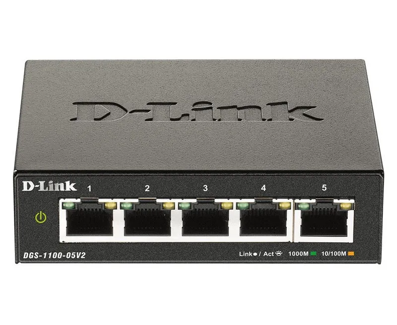 D-Link DGS-1100-05V2/E switch di rete Gestito L2 Gigabit Ethernet (10/100/1000) Nero [DGS-1100-05V2]
