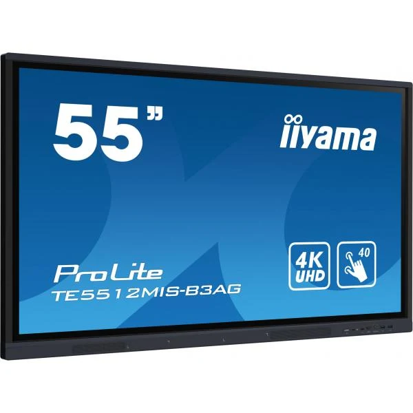 iiyama TE5512MIS-B3AG visualizzatore di messaggi Design chiosco 139,7 cm (55") LCD Wi-Fi 400 cd/m 4K Ultra HD Nero Touch screen Processore integrato Android 11 18/7 [TE5512MIS-B3AG]