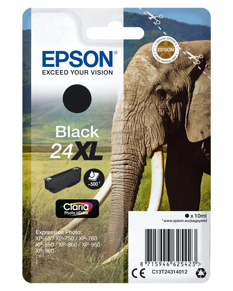 Epson Elephant Inchiostro nero singolo Claria Photo HD Elefante 24XL [C13T24314012]