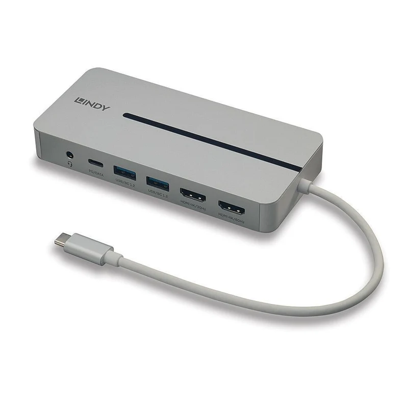 Lindy 43360 replicatore di porte e docking station per laptop Cablato USB 3.2 Gen 1 (3.1 Gen 1) Type-C Argento, Bianco [LINDY43360]