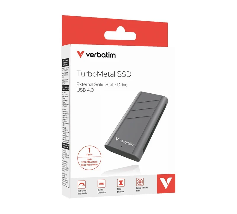 Verbatim TurboMetal SSD USB4 1TB USB tipo-C USB4 Gen 2x2 Argento [32021]