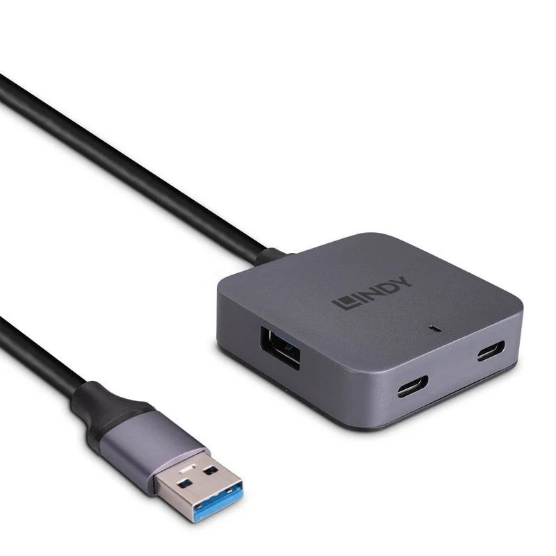 Lindy 43388 hub di interfaccia USB 3.2 Gen 1 (3.1 Gen 1) Type-A 5000 Mbit/s Nero, Grigio [LINDY43388]