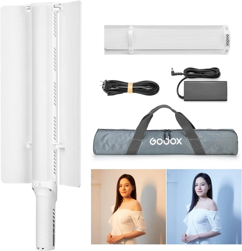 Godox LC1000Bi Lampada Luminosa a LED con supporto per porta e diffusore morbido,11 effetti luce