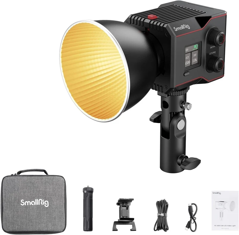 SmallRig 4376 RC 60B Lampada Video COB con Batteria Integrata da 3400 mAh e Ricarica Rapida