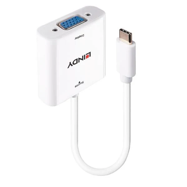 Lindy 43355 cavo e adattatore video USB tipo-C VGA (D-Sub) Bianco