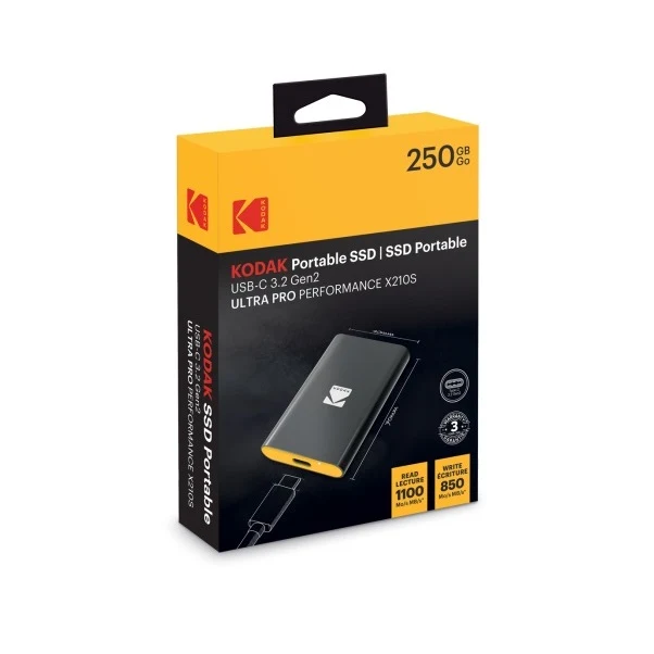 KODAK EXTERNAL SSD 250GB X210S USB-C 3.2 GEN2 PORTABLE