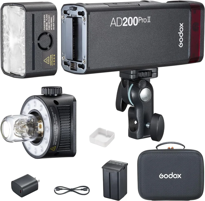 GODOX AD200Pro II - Flash tascabile da 200 W, 2.4 G, 1/512 fino a piena potenza. AD200 Pro II AD 200 Pro II