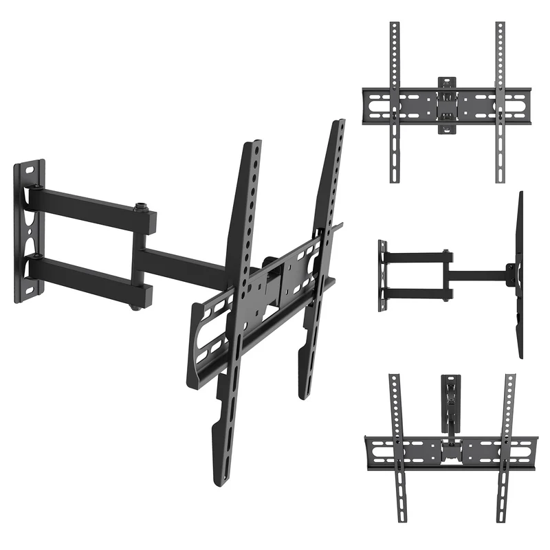 Supporto / gancio per TV Maclean, VESA max 400x400, 32-55", fino a 30 kg, nero, regolazione dell'inclinazione da +2° a -10° e della rotazione da +90° a -90°, MC-191