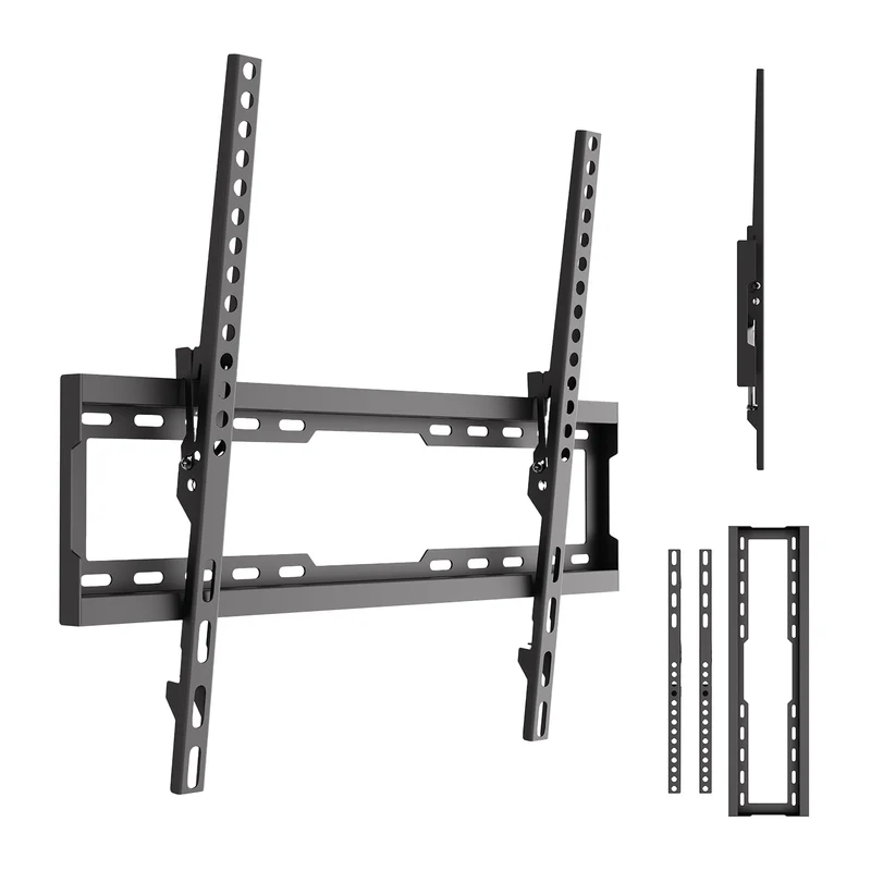 Supporto / gancio per TV Maclean, VESA max 600x400, 37-86", fino a 45 kg, nero, regolazione dell'inclinazione 0°~-8°, MC-188