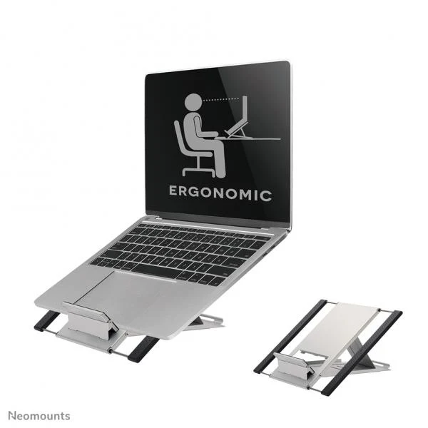 Neomounts Laptop Stand - 10-22inch - Max 5 kg - 6 Height Positions - Foldable - Compact - Universal - Silver [NSLS100]