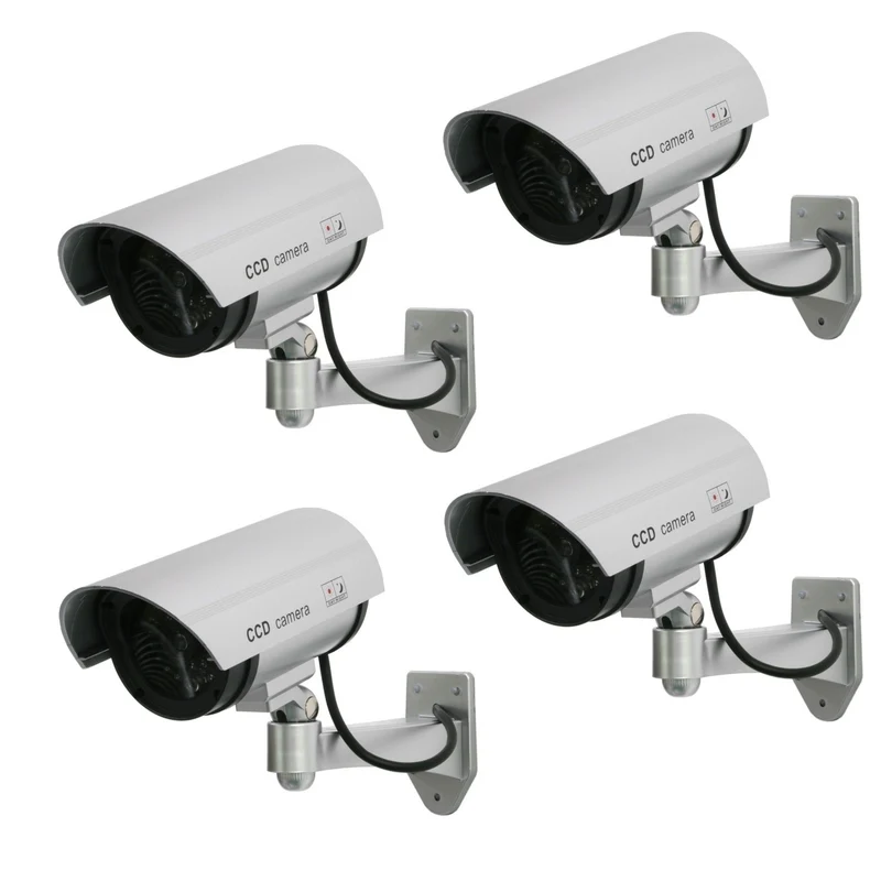 Telecamera fittizia con LED lampeggiante IR1100 S IR per esterni, argento, 4 unità