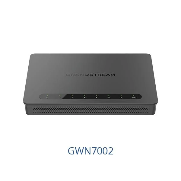 Grandstream GWN7002 - Wired Router, 2x SFP, 4x GbE WAN/LAN, 1x PoE-In, 2x PoE-Out, 2.2Gbps NAT routing, 60K NAT sessions, VPN (530Mbps), DPI, SDN, cloud provisioning, integrated GWN local master, USB [GWN7002]