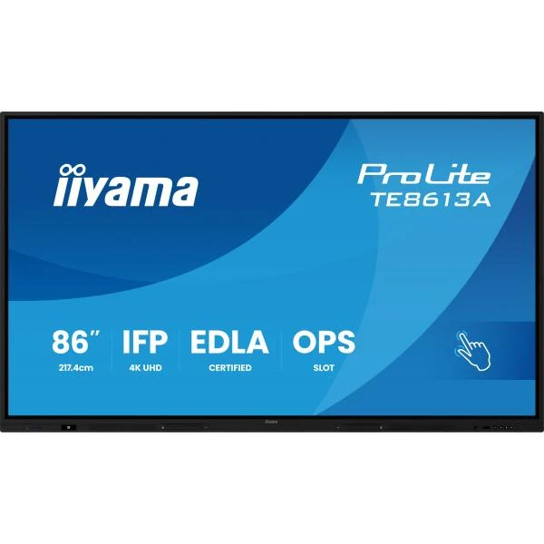 iiyama TE8613A-B3AG visualizzatore di messaggi Pannello piatto interattivo 2,17 m (85.6") LCD Wi-Fi 500 cd/m 4K Ultra HD Nero Touch screen Processore integrato Android 24/7 [TE8613A-B3AG]